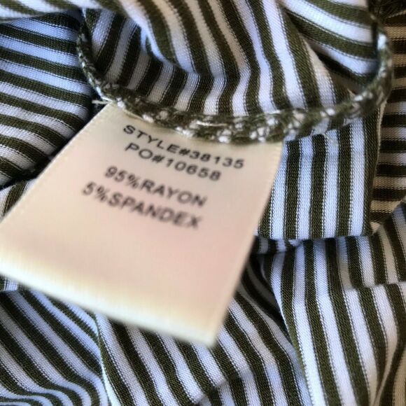Skies Are Blue Womens Top Size Small Olive Green White Striped Knit Buttons NEW - Picture 4 of 5